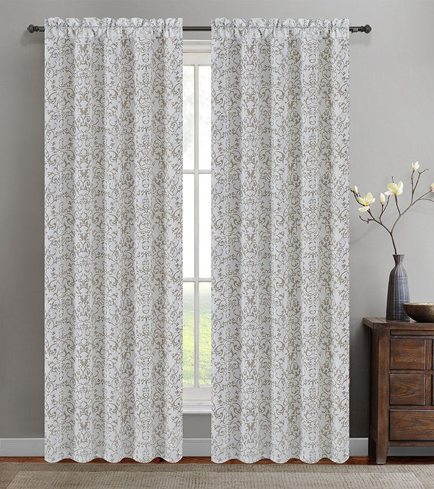 Set of 2 Jacquard Vine Drapery Curtain Panel - 4 Colors