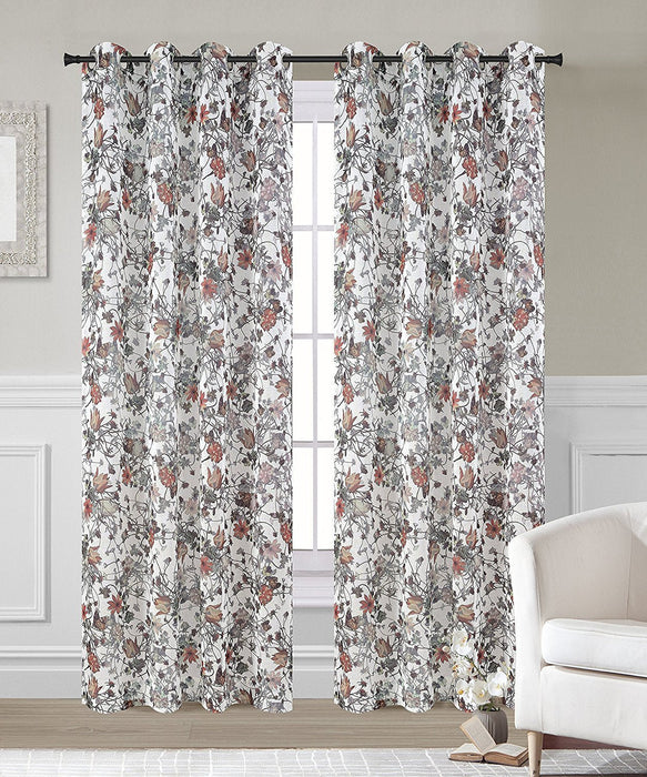 Garden Set of 2 Faux Linen Sheer Curtain Panels