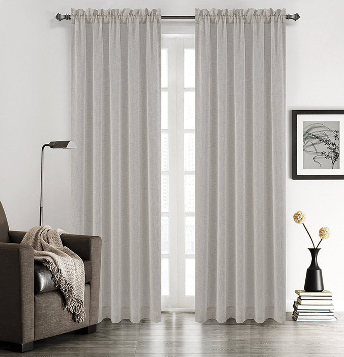 Chloe Set of 2 Faux Linen Sheer Drapery Curtain Panels - 5 Colors