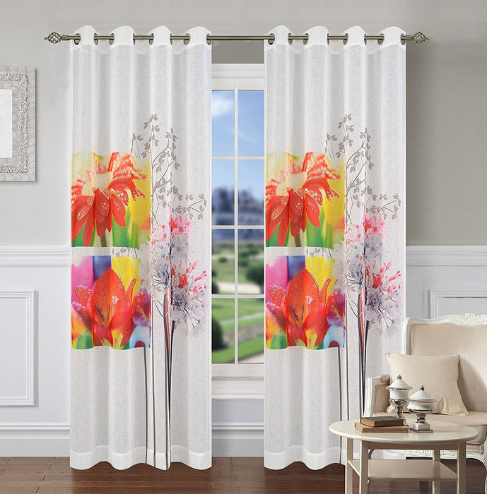 Bloomville Set of 2 Sheer Art Drapery Curtain Panels
