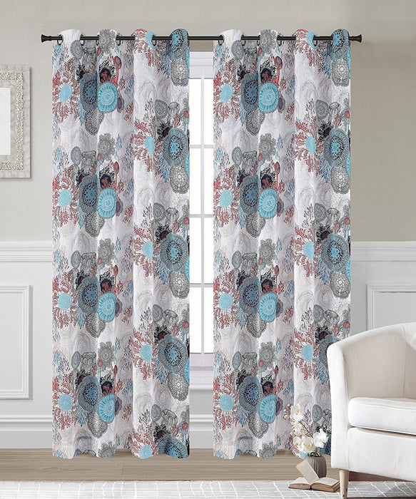 Greenwich Set of 2 Faux Linen Sheer Curtain Panels