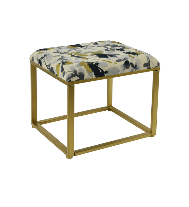 Blake Metal and Fabric Cushioned Ottoman, 21-inch Tall