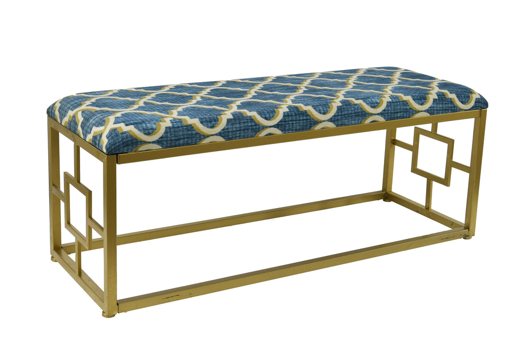 Lauren Upholstered Metal Bench, 20-inch Tall