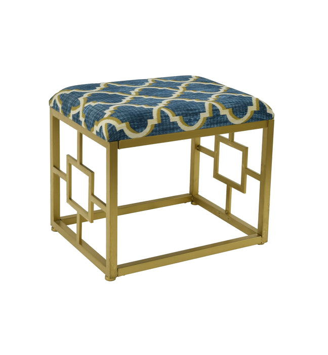 Lauren Metal and Fabric Cushioned Ottoman, 18-inch Tall