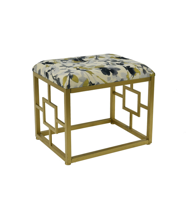 Lauren Metal and Fabric Cushioned Ottoman, 18-inch Tall