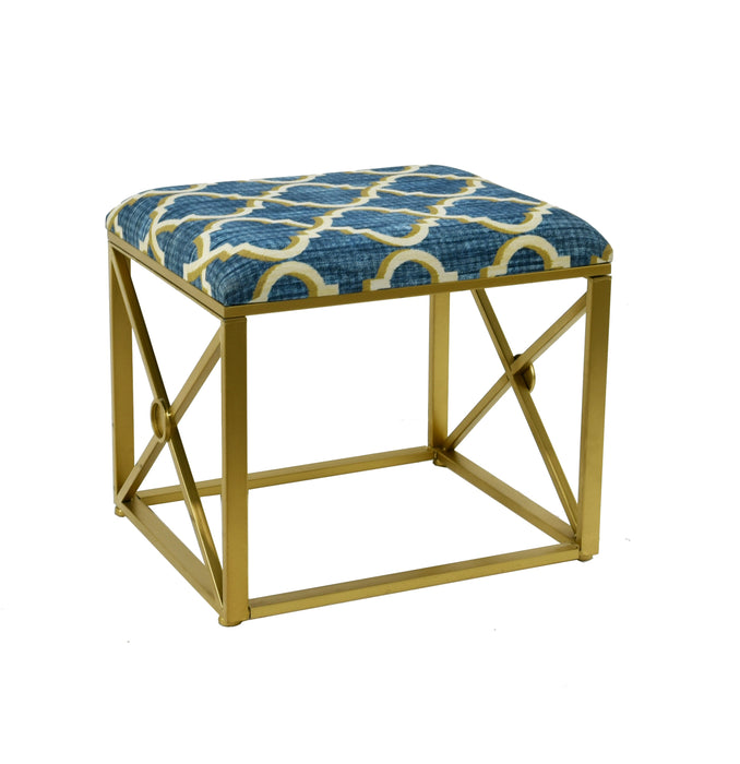 Vanderbilt Metal and Fabric Cushioned Ottoman, 19 1/2-inch Tall