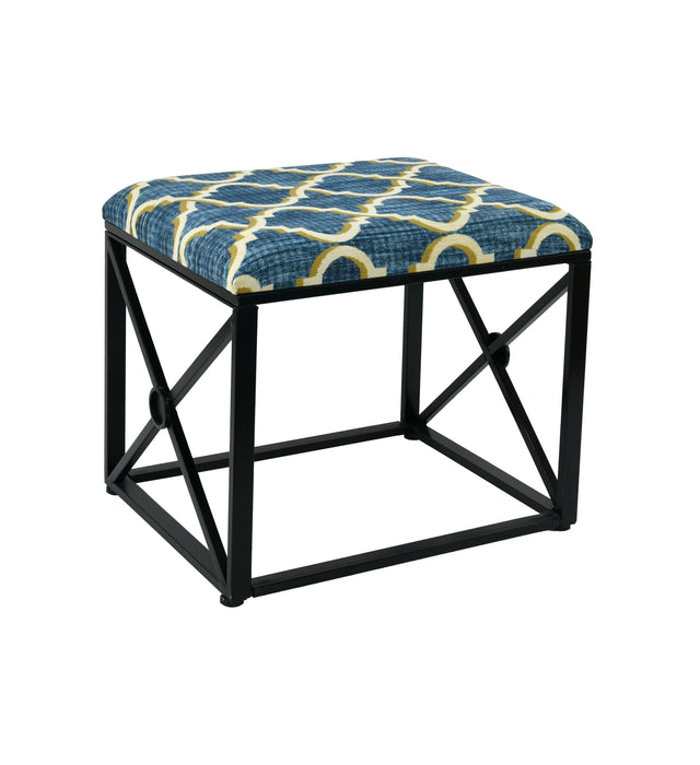 Vanderbilt Metal and Fabric Cushioned Ottoman, 19 1/2-inch Tall