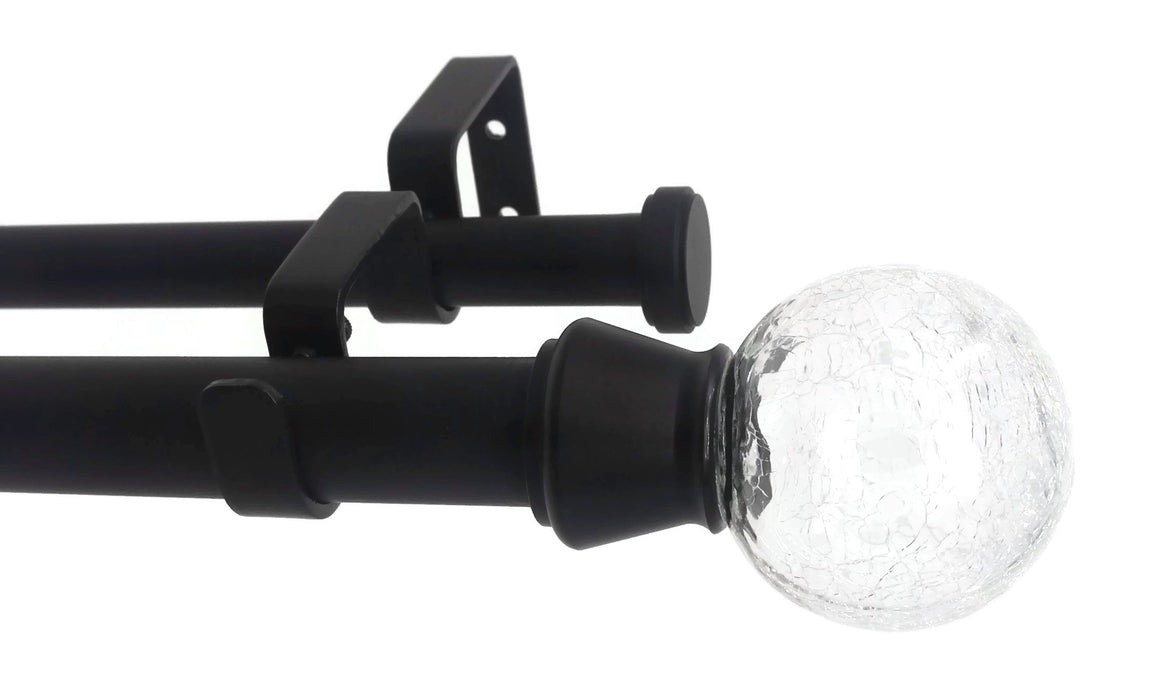 Urbanest Crackle Glass Flat Button 1-inch 3-4 inch Double Drapery Curtain Window Rod Set