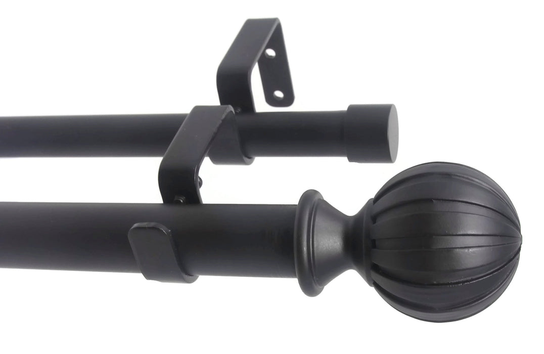 Urbanest Fluted Ball Manhattan 1-inch 3-4 inch Double Drapery Curtain Window Rod Set