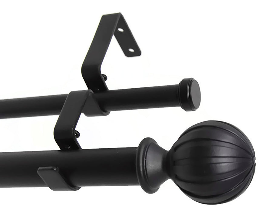 Urbanest Fluted Ball Manhattan 1-inch 5-8 inch Double Drapery Curtain Window Rod Set