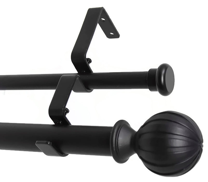 Urbanest Fluted Ball Flat Button 1-inch 5-8 inch Double Drapery Curtain Window Rod Set