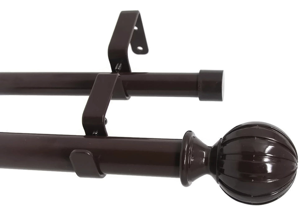 Urbanest Fluted Ball Manhattan 1-inch 3-4 inch Double Drapery Curtain Window Rod Set