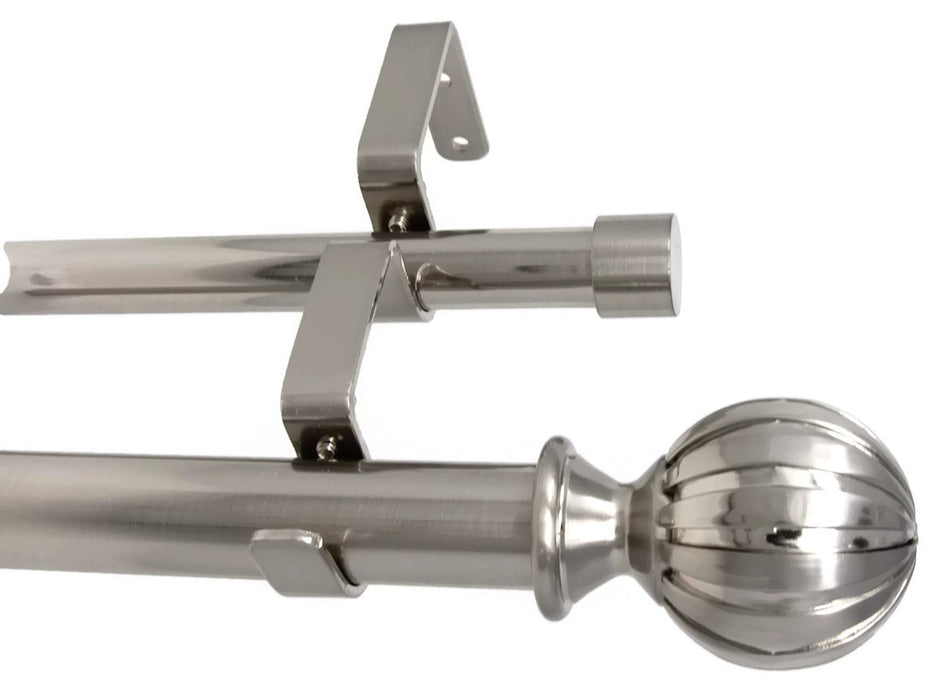 Urbanest Fluted Ball Manhattan 1-inch 3-4 inch Double Drapery Curtain Window Rod Set
