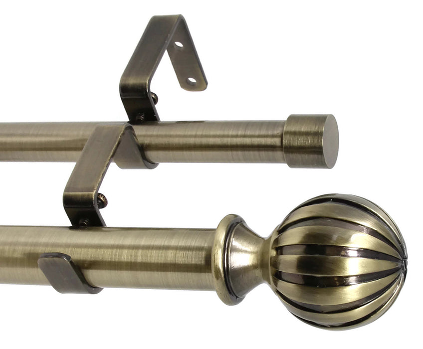 Urbanest Fluted Ball Manhattan 1-inch 3-4 inch Double Drapery Curtain Window Rod Set