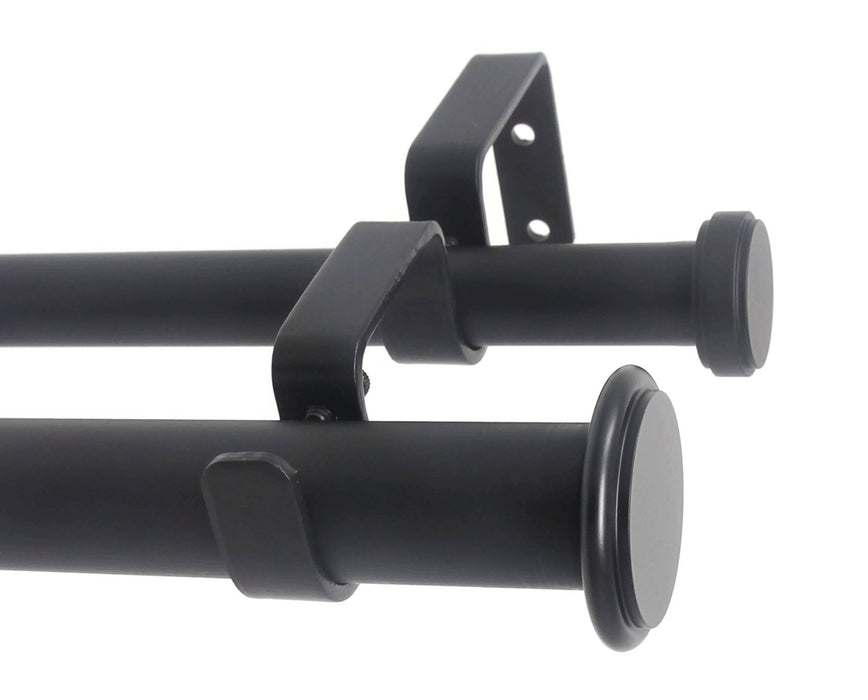 Urbanest Bouton Flat Button 1-inch 3-4 inch Double Drapery Curtain Window Rod Set