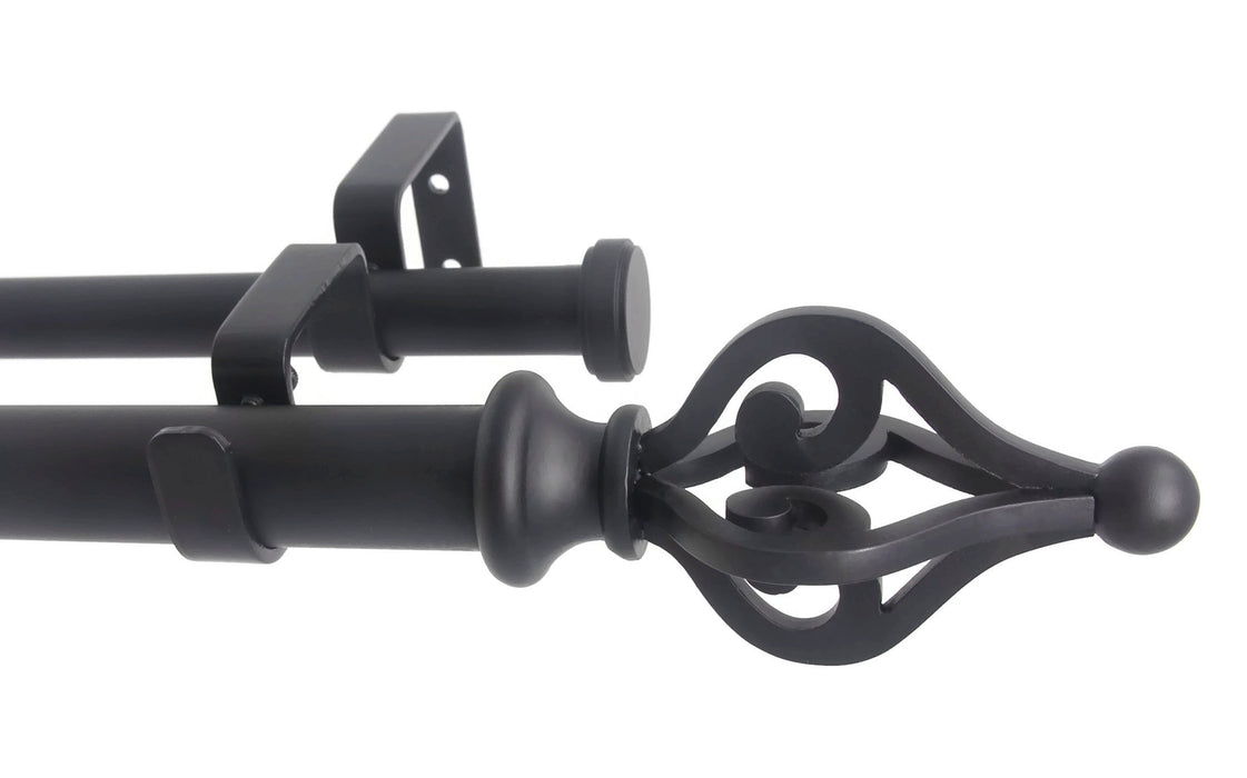 Urbanest Portia Flat Button 1-inch 3-4 inch Double Drapery Curtain Window Rod Set