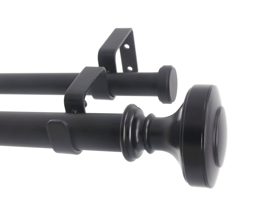 Urbanest Semplice Flat Button 1" 3/4" Double Drapery Curtain Window Rod Set