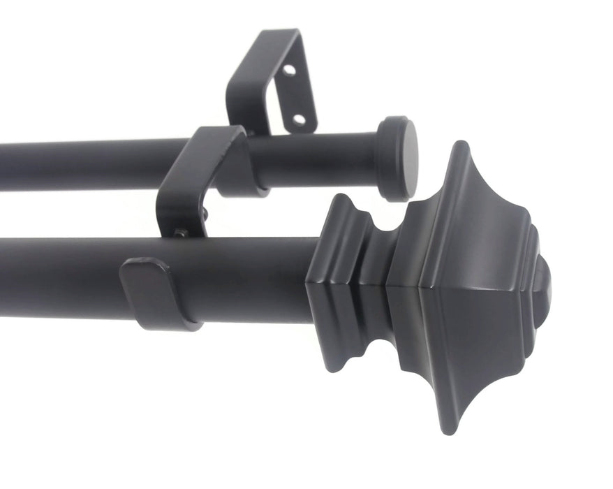 Urbanest Pila Flat Button 1-inch 3-4 inch Double Drapery Curtain Window Rod Set