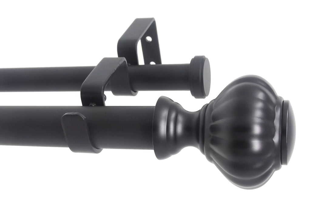 Urbanest Door Knob Flat Button 1" 3/4" Double Drapery Curtain Window Rod Set