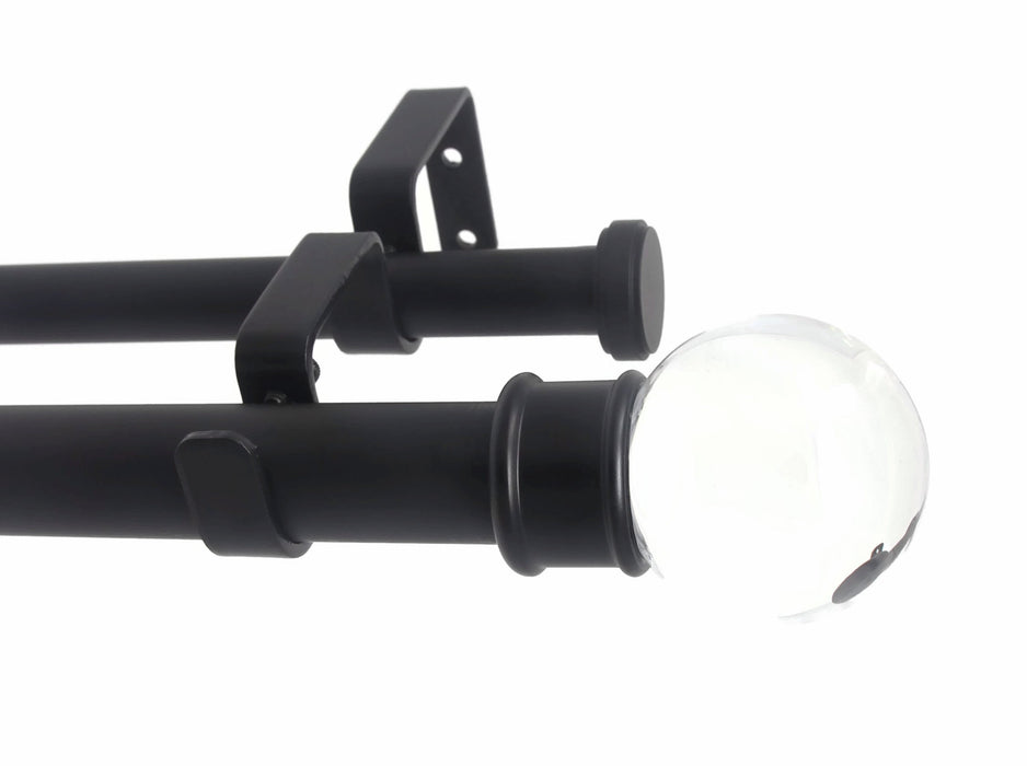 Urbanest Crystal Ball Flat Button 1" 3/4" Double Drapery Curtain Window Rod Set