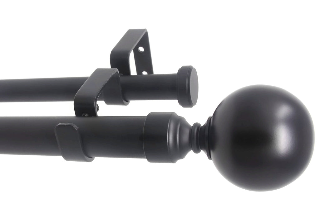 Urbanest Steel Ball Flat Button 1" 3/4" Double Drapery Curtain Window Rod Set