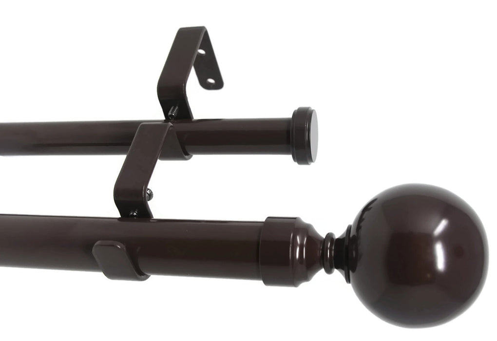 Urbanest Steel Ball Flat Button 1" 3/4" Double Drapery Curtain Window Rod Set