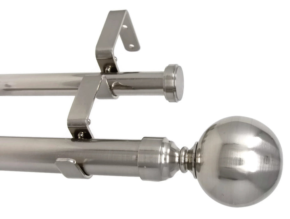 Urbanest Steel Ball Flat Button 1" 3/4" Double Drapery Curtain Window Rod Set