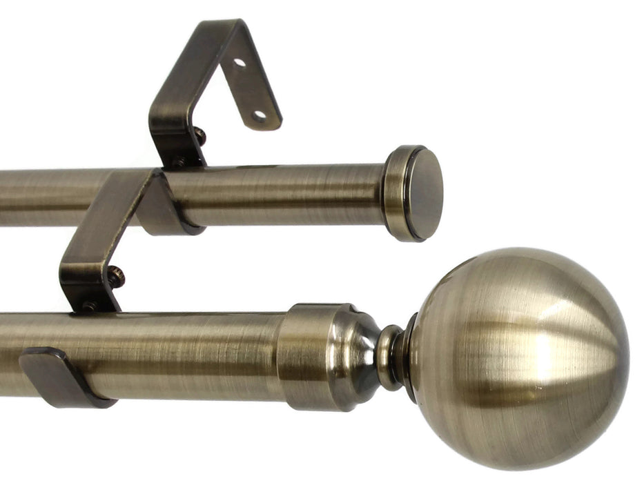 Urbanest Steel Ball Flat Button 1" 3/4" Double Drapery Curtain Window Rod Set