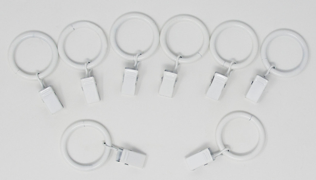 Metal Curtain Drapery Rings with Clips, 8 Pk, 1-inch Inner Diameter, Fits up to 3/4" Rod