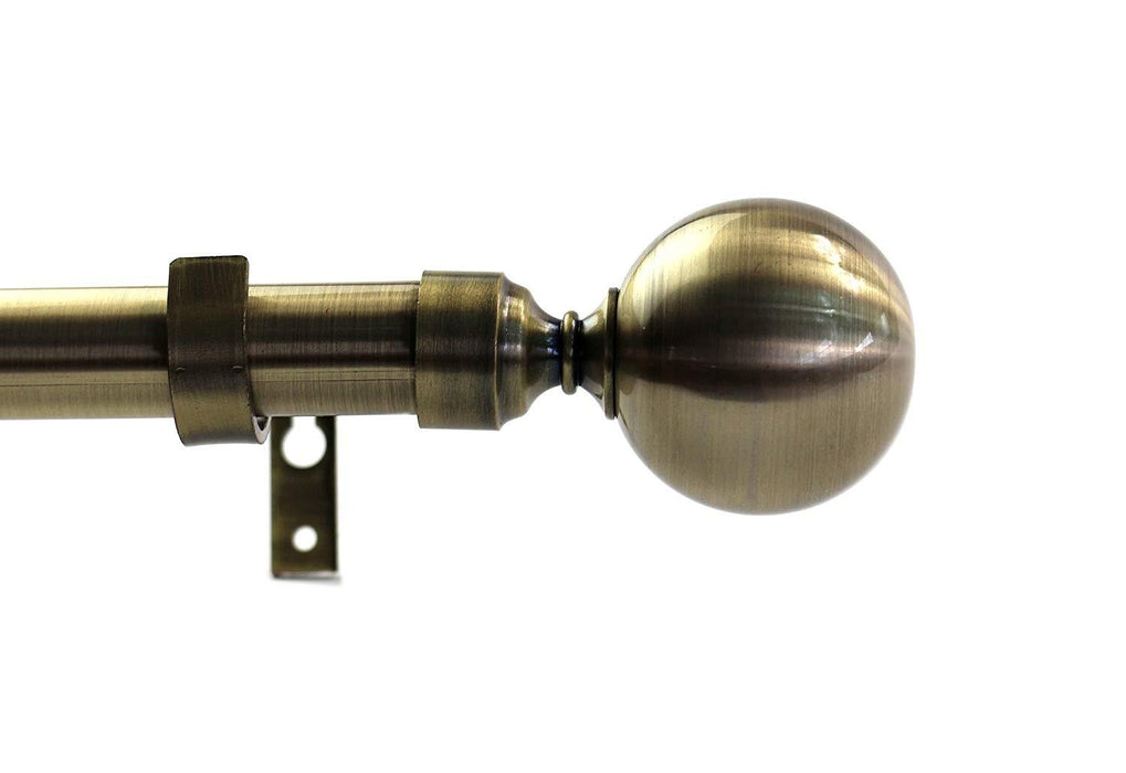 1-inch Diameter Steel Ball Adjustable Single Drapery Curtain Rod - 5 Finishes