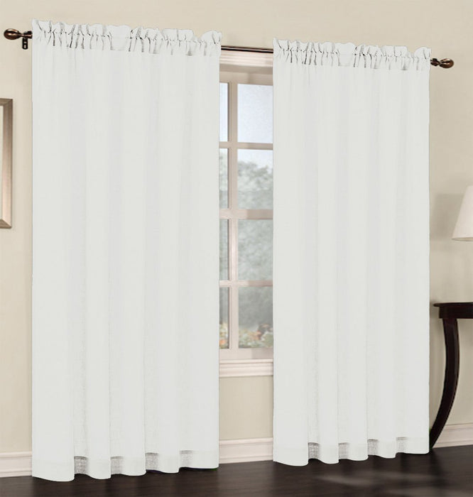 Set of 2 Faux Linen Sheer Curtain Panels - 6 Colors