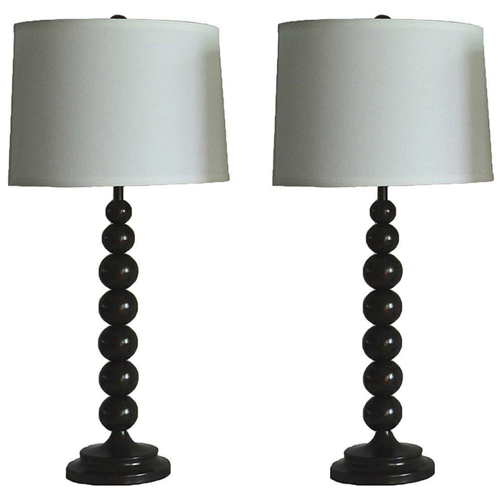 Set of 2 Stacked Ball Table Lamp with Linen Shade - 7 Colors