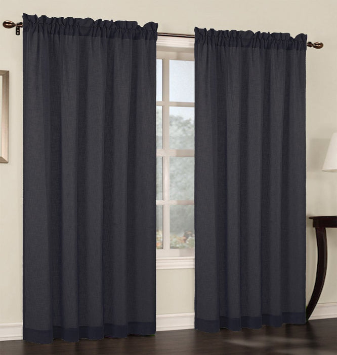 Set of 2 Faux Linen Sheer Curtain Panels - 6 Colors