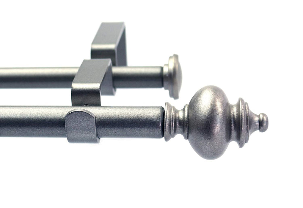 Round Urn Adjustable Double Drapery Curtain Rod Set, 5/8"