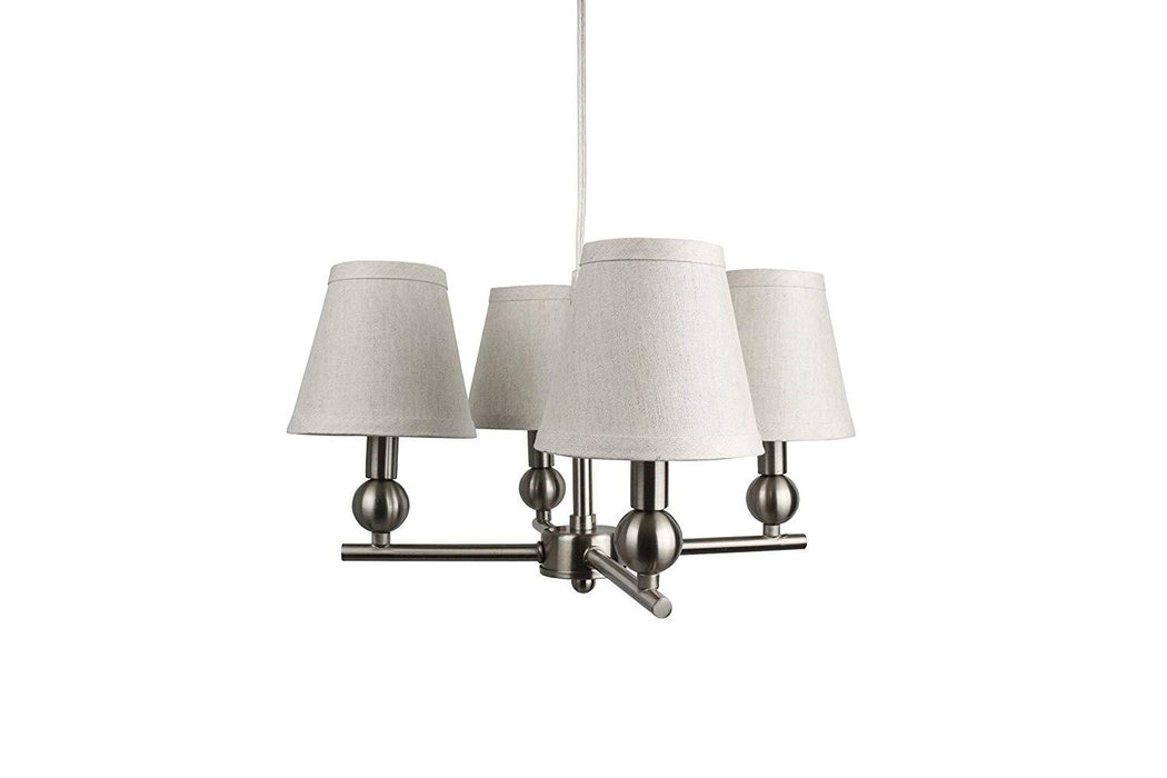 Portable Zio 4-Light Chandelier with Oatmeal Linen Shades