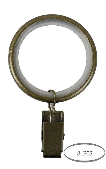 1 1-2 inch Curtain Drapery Rings with Clips, Nylon Inserts Quiet & Smooth - 7 Finishes