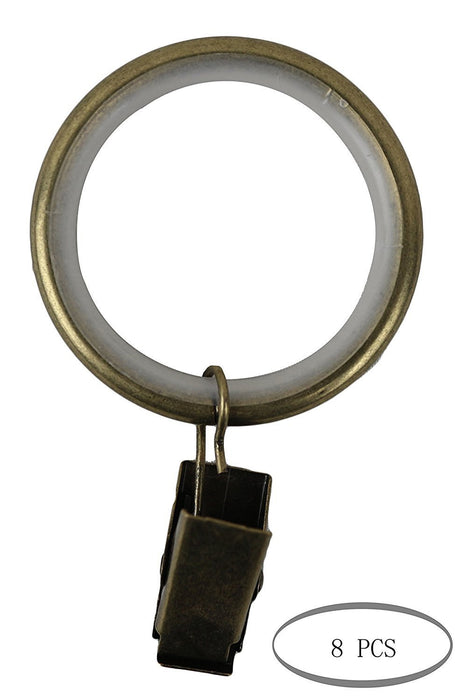 1 1/2" Curtain Drapery Rings with Clips, Nylon Inserts Quiet & Smooth - 7 Finishes