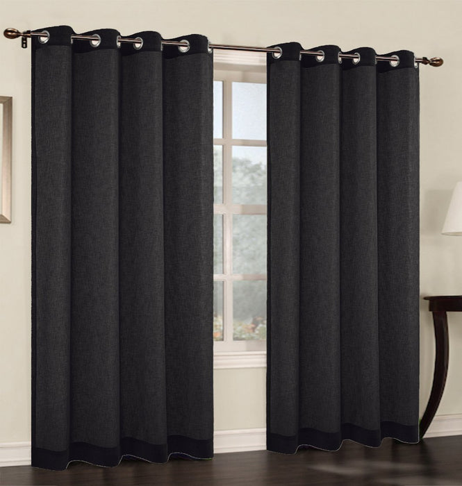 Set of 2 Faux Linen Sheer Curtain Panel with Grommets - 6 Colors
