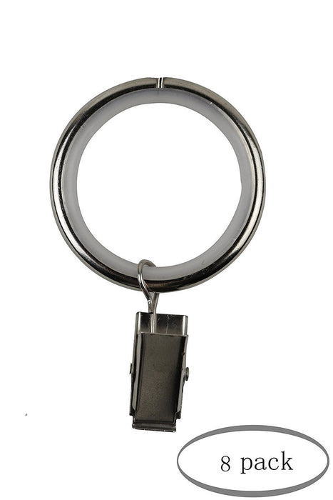 1 1-2 inch Curtain Drapery Rings with Clips, Nylon Inserts Quiet & Smooth - 7 Finishes