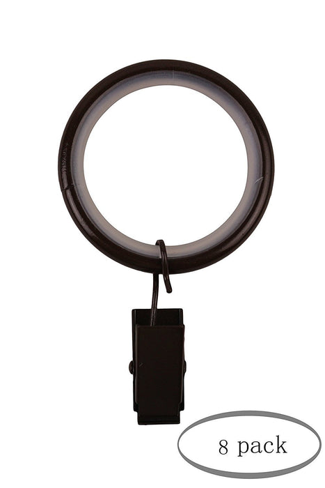 1 1/2" Curtain Drapery Rings with Clips, Nylon Inserts Quiet & Smooth - 7 Finishes