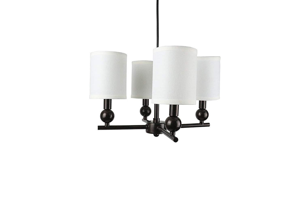 Portable Zio 4-Light Chandelier with Off White Linen Shades