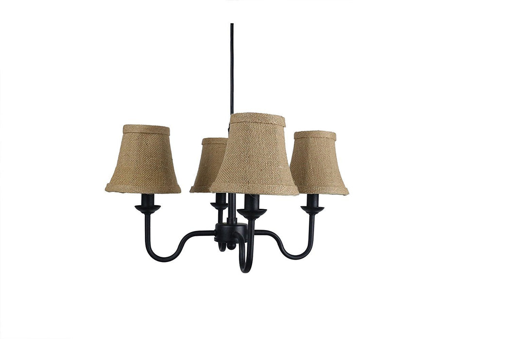 Portable Shire 4-Light Chandelier with Burlap Bell Shades