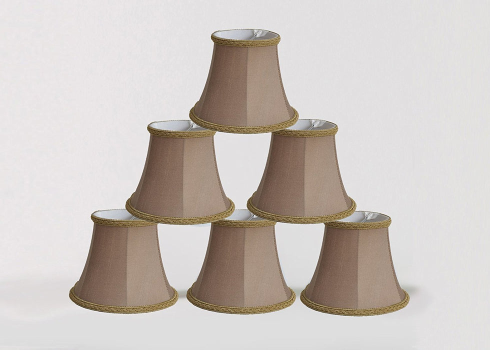 Silk Bell 5-inch Chandelier Lamp Shade with Braided Trim - 7 Colors