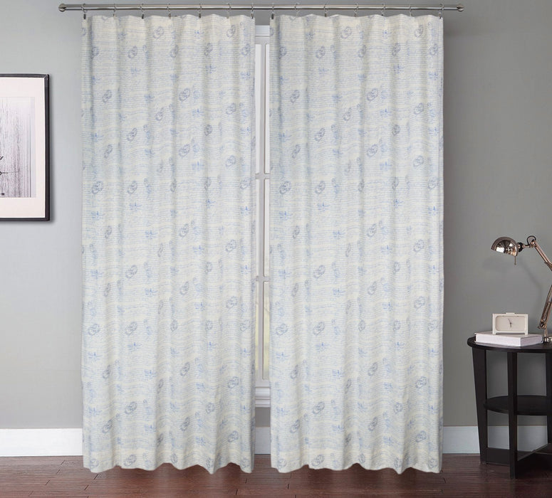 Set of 2 Vintage Script Natural Linen Designer Drapery Curtain Panels - 2 Colors