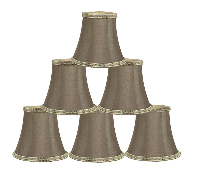 Silk Bell 5-inch Chandelier Lamp Shade with Braided Trim - 7 Colors