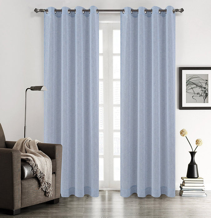 Chloe Set of 2 Faux Linen Sheer Drapery Curtain Panels with Grommets