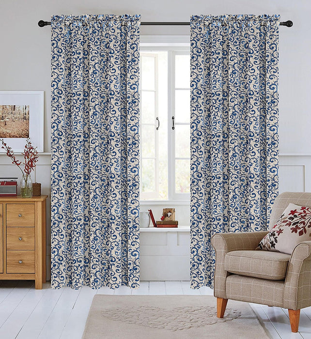 Set of 2 Jacquard Scroll Drapery Curtain Panel - 4 Colors