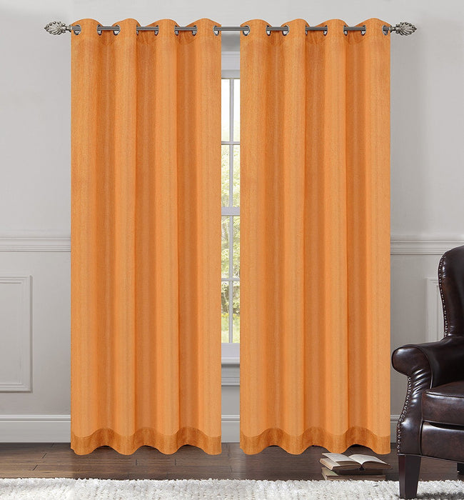 Tweed Set of 2 Sheer Drapery Curtain Panels with Grommets - 7 Colors