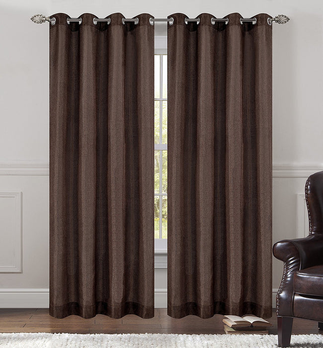 Tweed Set of 2 Sheer Drapery Curtain Panels with Grommets - 7 Colors