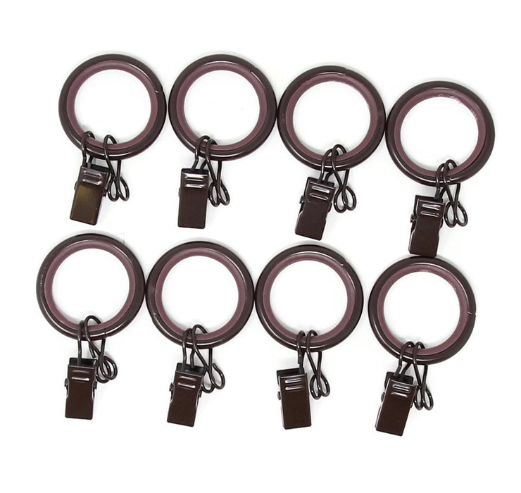 Urbanest 1-inch Metal Curtain Rings with Clips, Eyelets and Nylon Inserts Quiet Smooth (Set of 8), Fits up to 3/4 Inch Rod